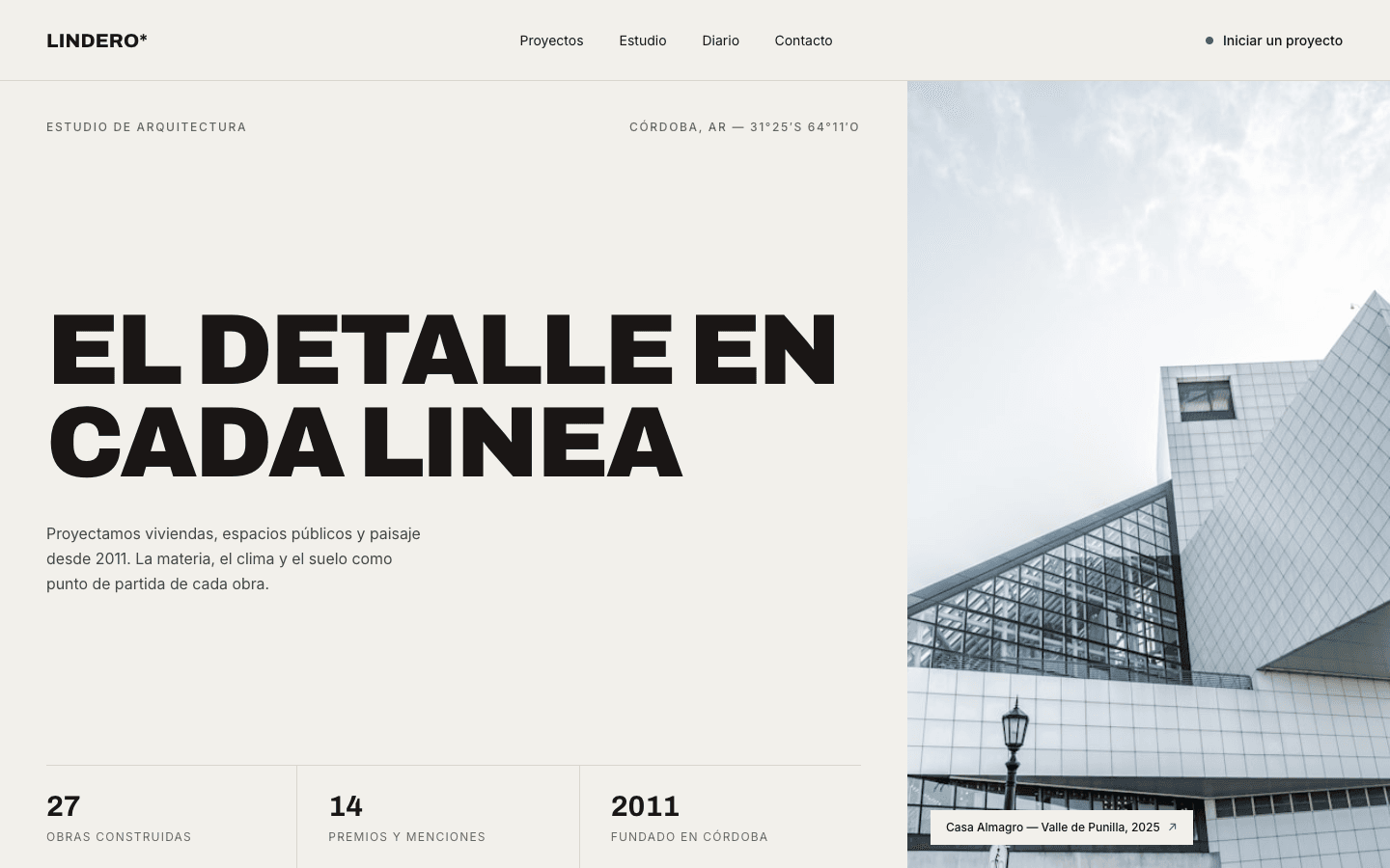 Landing de muestra — Estudio de arquitectura (LINDERO)